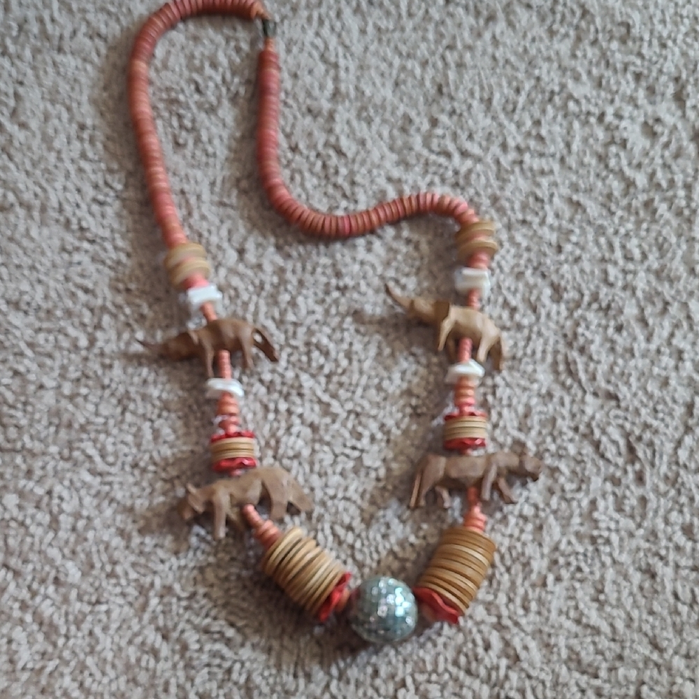 AfricanWood & Beaded Necklace - Multicolor